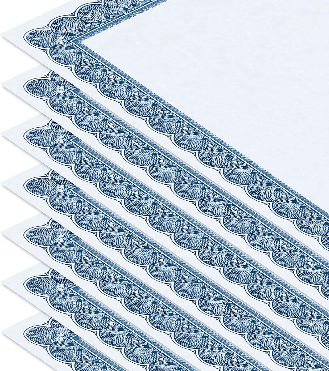 Elite Blue & Blue Parchment Certificate Papers - Pack of 25, Laser & Inkjet Printer Compatible, For Office, Business Awards, Graduation, School Diplomas, 8-1/2" x 11" on 70 lb. Text Stock