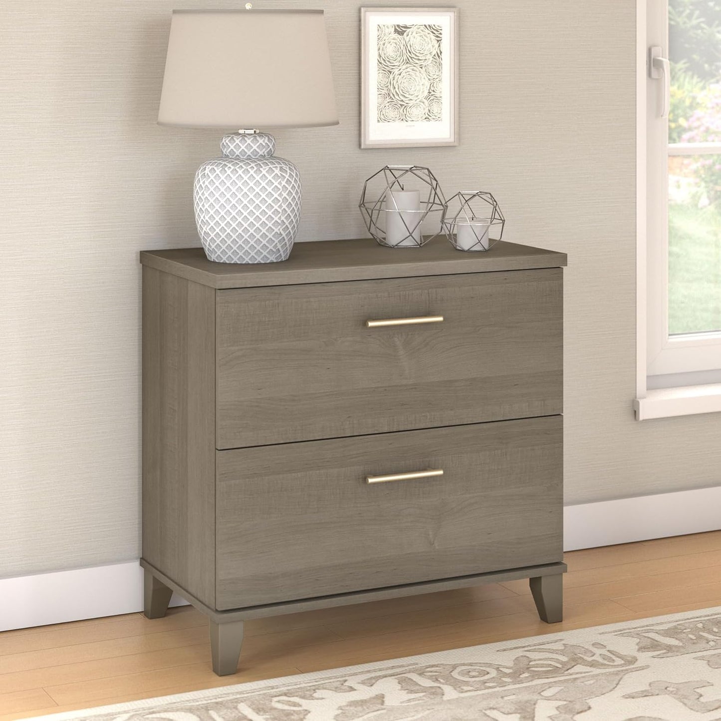 Bush Furniture Somerset 2 Drawer Lateral File Cabinet in Ash Gray