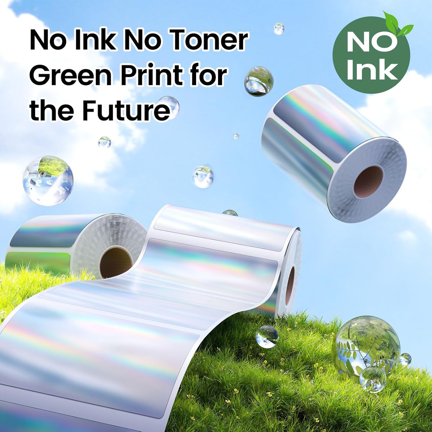 2.25x1.25 Inch Thermal Labels Sliver, Holographic Sliver Barcode Thermal Labels for Thermal Printer and Small Business, Multi-Purpose Rectangle Stickers, 500 Sheets/Roll