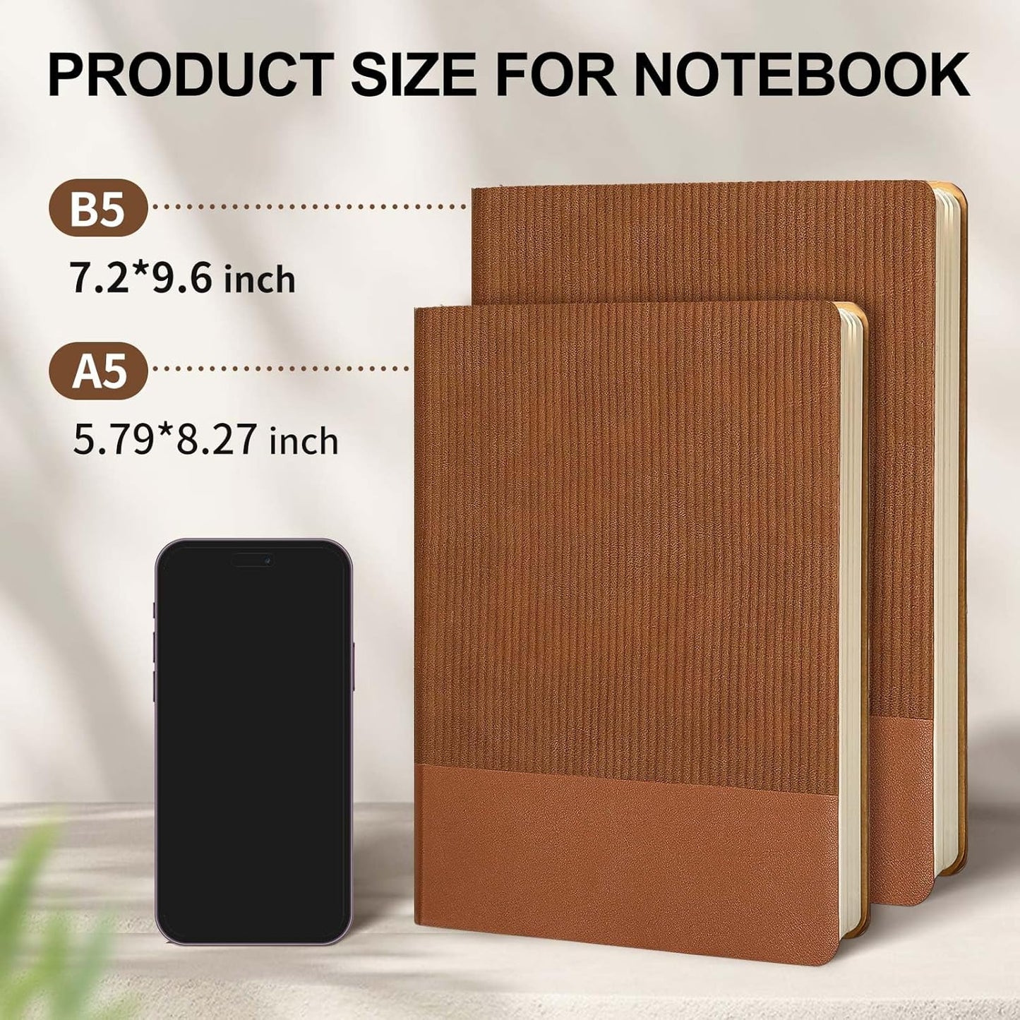 Lined Journal Notebook for Work College Ruled Note Book 7.2"x9.6" B5 PU Leather Daily Journaling 160 Pages for Women Men Writing Home School Supplies Business (B5 Lined 160pages, 10-Brown)