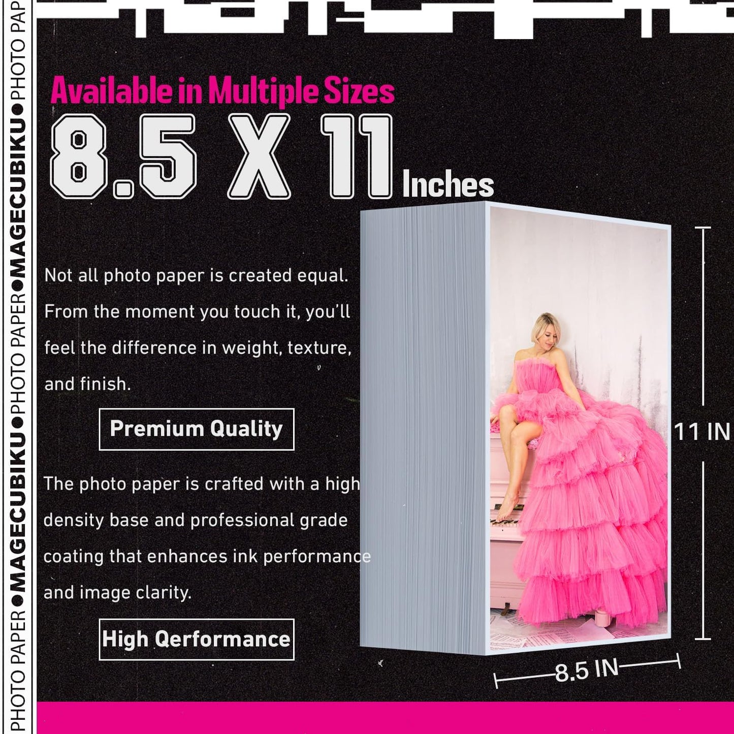 Glossy Photo Paper 8.5 x 11 Inches,200 Sheets 70 lb/258 gsm Premium Heavyweight Photographic Paper for Inkjet Printer Instant Dry Professional Postcard Picture Use Dye Ink