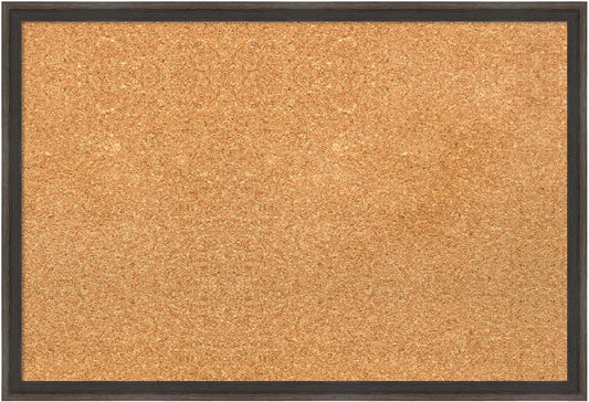 Amanti Art Natural Cork Board for Wall, 17x25 Vision Board with Brown Wood Frame, Medium Corkboard Office Decor for Home Organization, Casual Corkboard Pinboard to display items for home organization