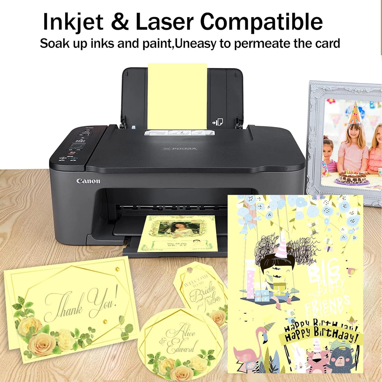 24 Sheets Yellow Cardstock 8.5 x 11 Thick Paper, Goefun 80lb Card Stock Printer Paper for Invitations, Menus, Wedding, DIY Cards