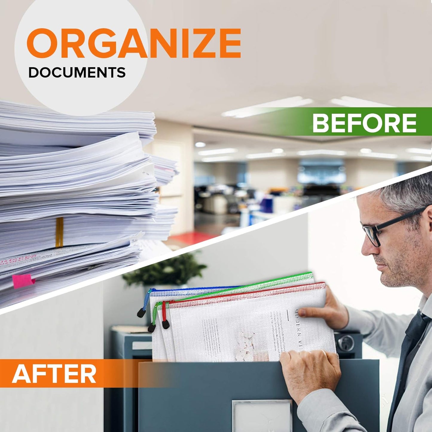 5 Pack Mesh Zipper Pouch Bags 10x14 inch - Plastic Zipper Pouches for Organizing - Document Bags With Zippered - Letter Size Zippered Pouch - Document Pouches