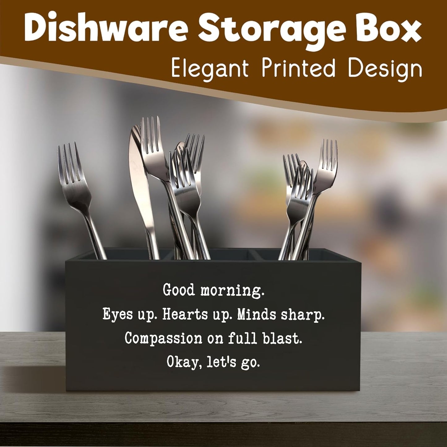 Positive Black Pen Holder for Desk, Inspirational Desk Decor, Funny Gifts for Coworkers Women Men Wooden Pen Pencil Holder Organizer for Office Accessories