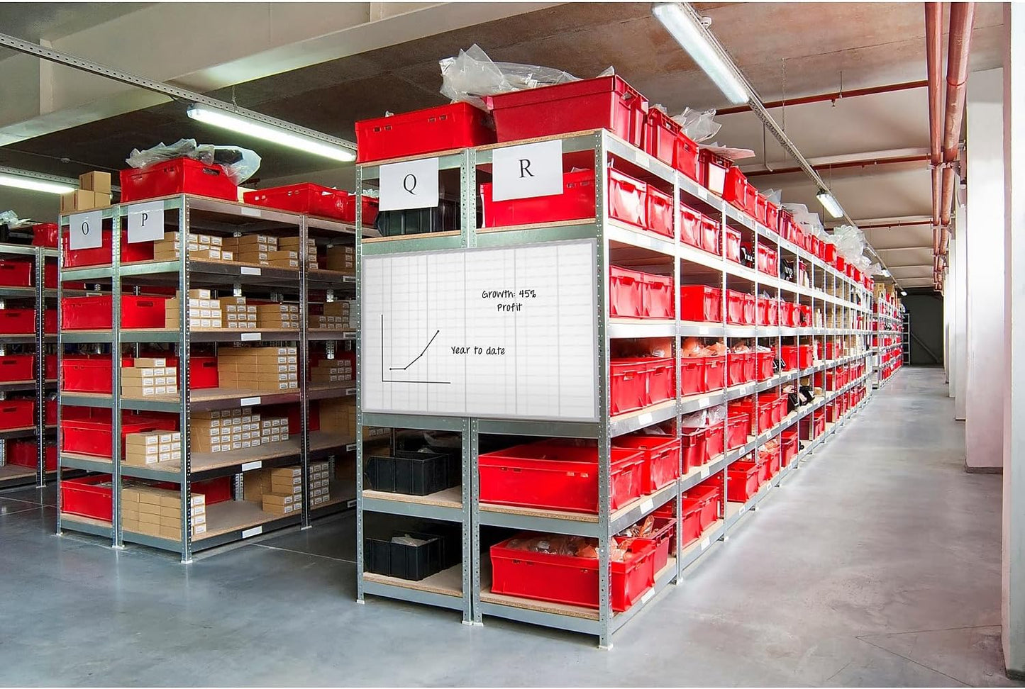 Ghent Grid 4' x 8' Magnetic Whiteboard, Aluminum Frame, 2" Grid Squares (GRPM322G-4)
