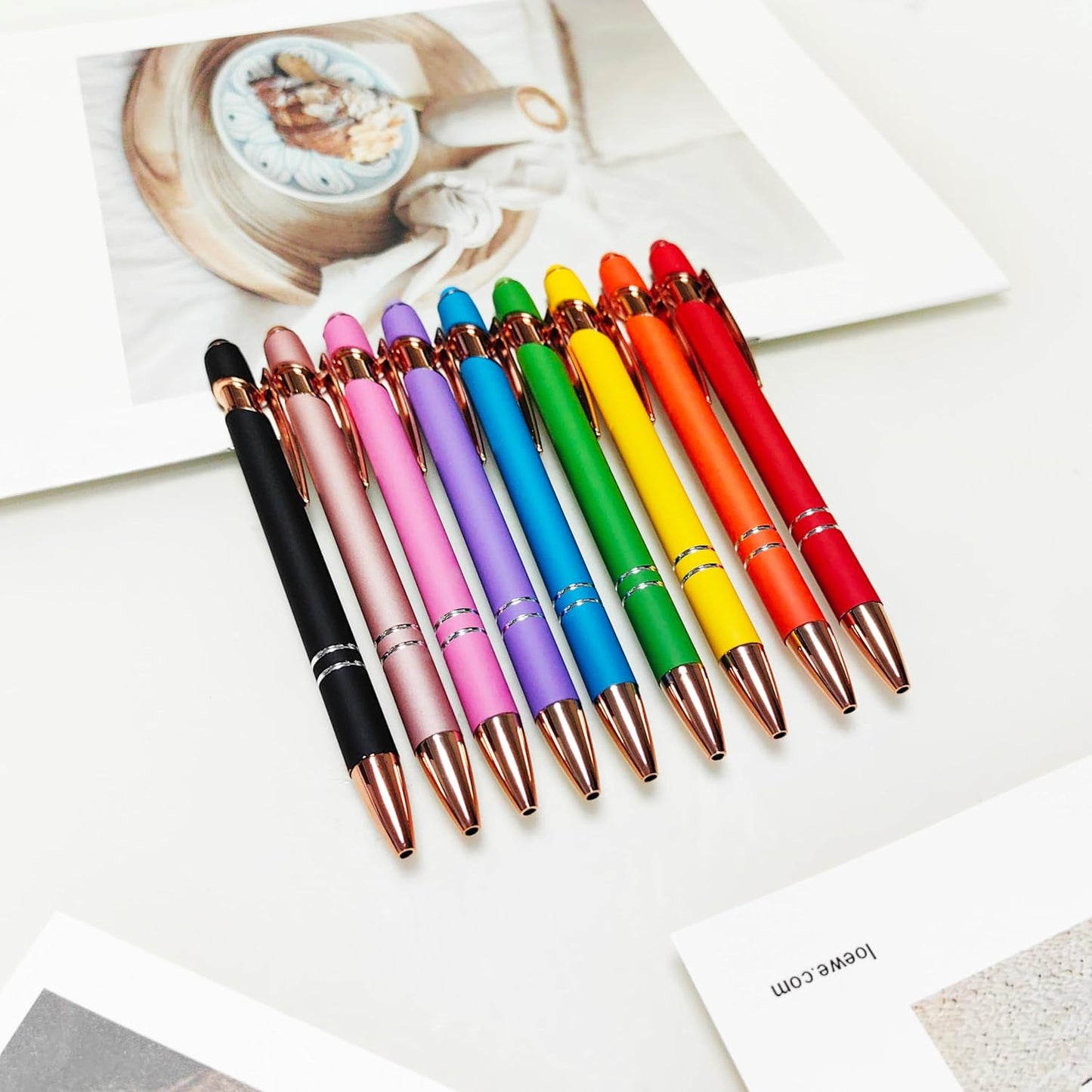 Aozora 9 Pack Ballpoint Pens Smooth Writing 2-in-1 Stylus Retractable Ballpoint Pen with Stylus tip, Office Decor Metal Stylus Pen for Touch Screens, 1.0 mm Black Ink (Assorted)