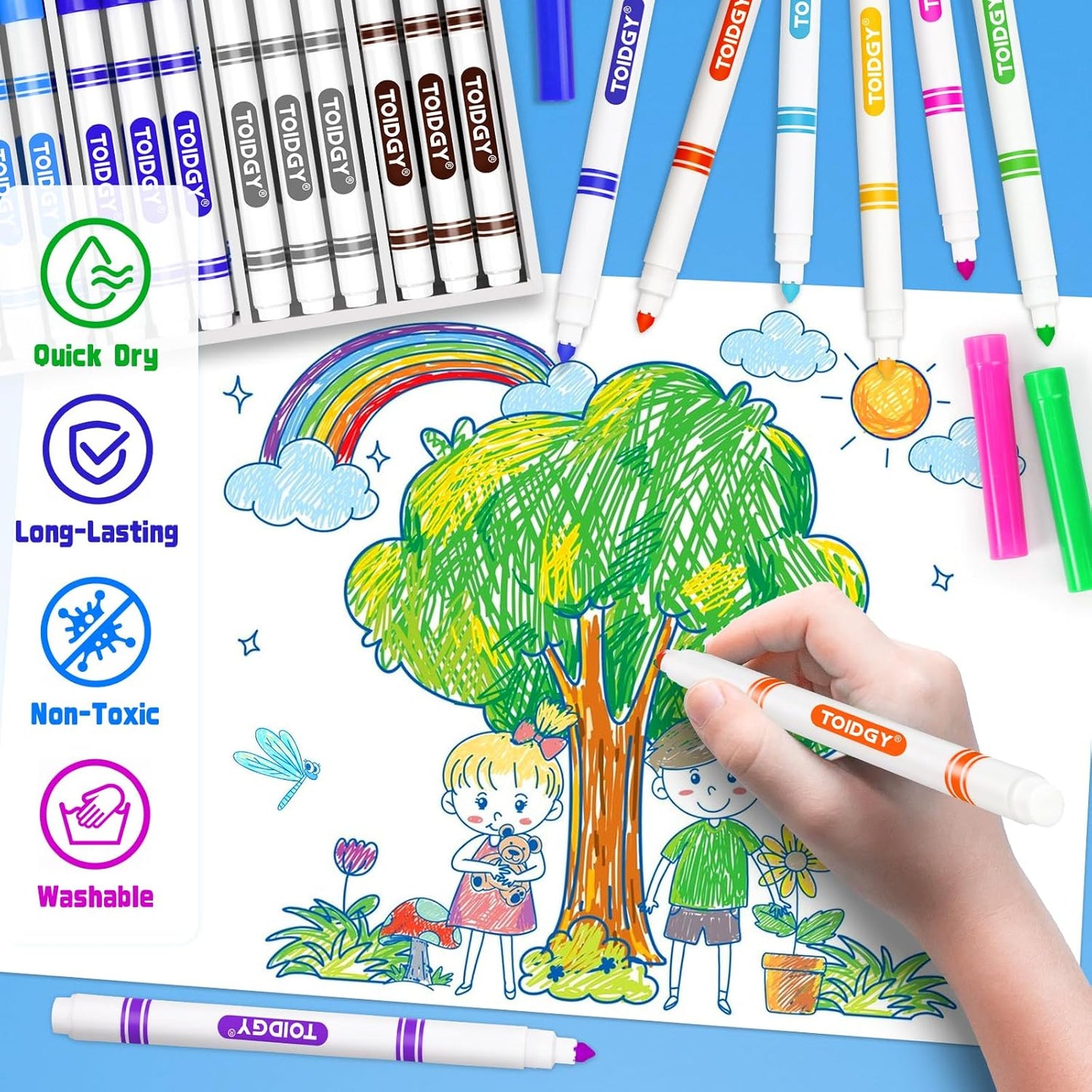 320 PCS Washable Markers for Kids, Colored Markers Bulk for School, Thin Marker Set in 16 Assorting Colors, Fine Line Marker with Conical Tip, Back to School Supplies, Classroom Must Haves