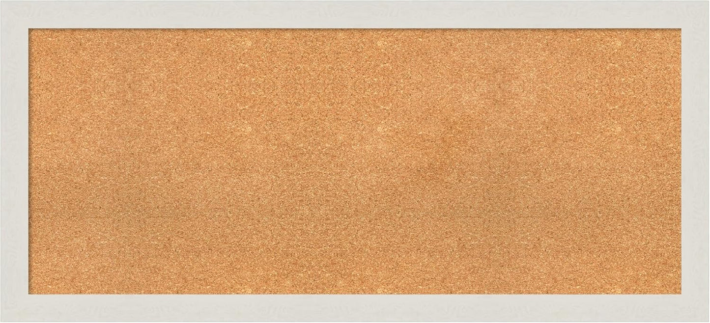 Amanti Art Natural Cork Board for Wall, 23x51 Vision Board with White Frame, Oversize Corkboard Office Decor for Home Organization, Country Rustic Corkboard Pinboard to Display Items for Home