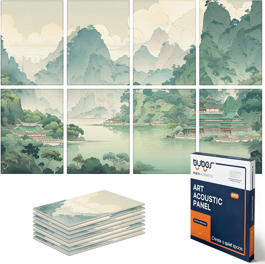 BUBOS 8 Pack Art Acoustic Panels Soundproof Wall Panel,47.2X31.4 Inches Sound Absorbing Panel,Self-adhesive Decorative Acoustical Wall Panels, Acoustic Treatment for Ceiling Home Office（Chinese Charm）