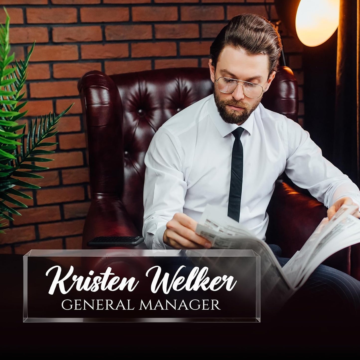 Personalized Name Plate for Desk - Custom Engraved Name Plates for Man - Boss Day Gifts for Boss - Acrylic Office Decor Appreciation Gifts for Teacher Nurse Coworker Social Worker (Transparent - 1)