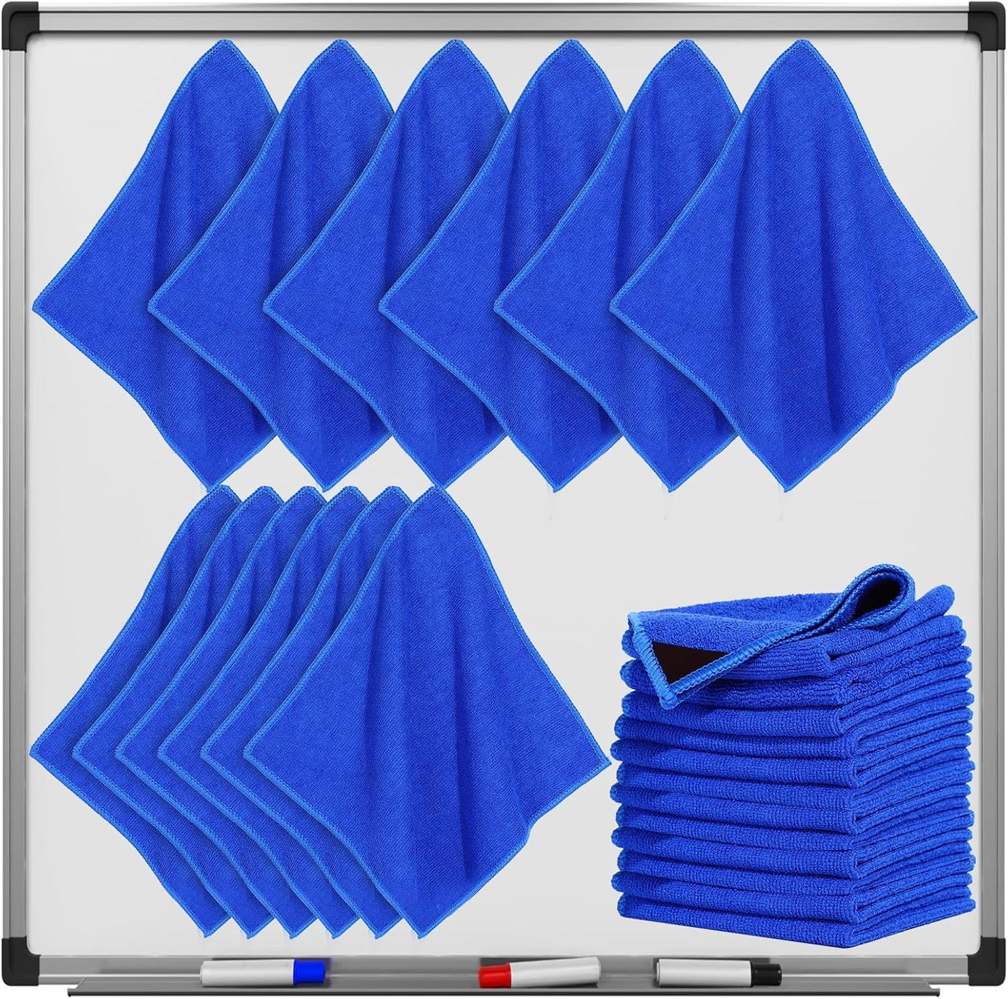 Nuenen 24 Packs Magnetic Cleaning Cloth Microfiber Dry Erase Eraser Magnetic Whiteboard Eraser Reusable Washable Dry Erase Cloth for Office Classroom Home, 10'' x 10''