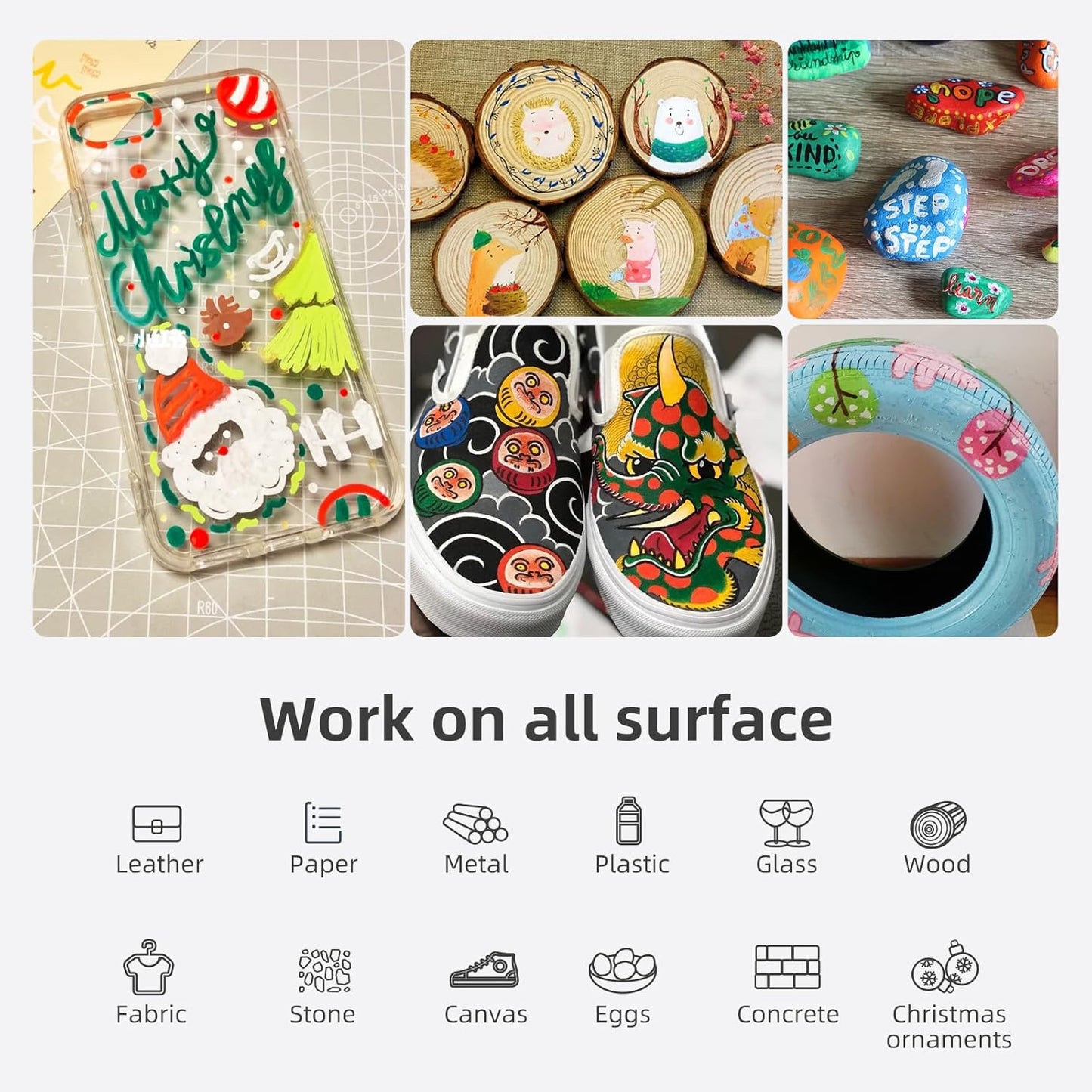 Green Permanent Markers Paint Pens, 2 Pack Oil Based Opaque Paint Markers for Metal,Canvas,Wood,Rock Painting, Ceramic, Glass, Fabric Art Supplier (Green,2 Pack)