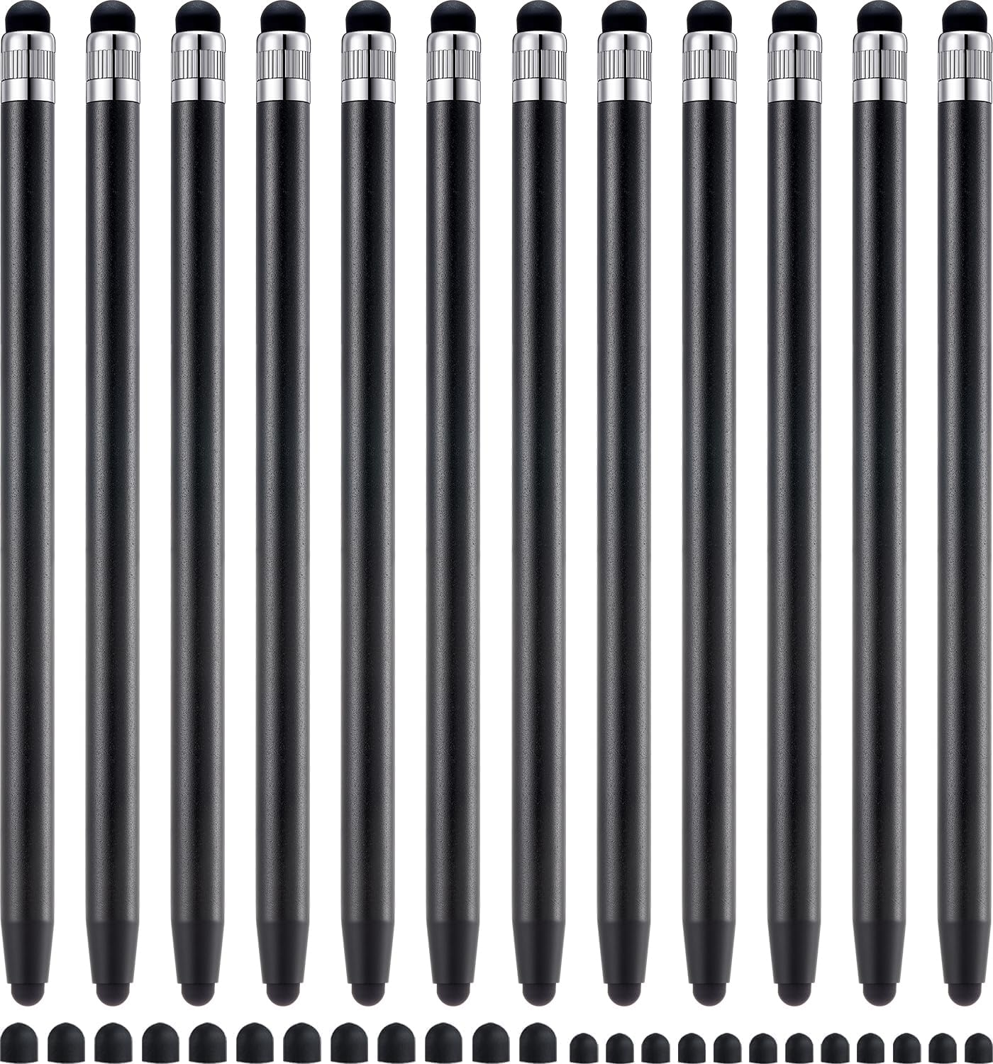 LINFANC 12Pcs Black Stylus Pen for Touchscreen, 2-in-1 High Precision & Sensitivity Stylus Pen for iPhone/iPad/Android Smartphones and Tablets Compatible with All Touch Screens