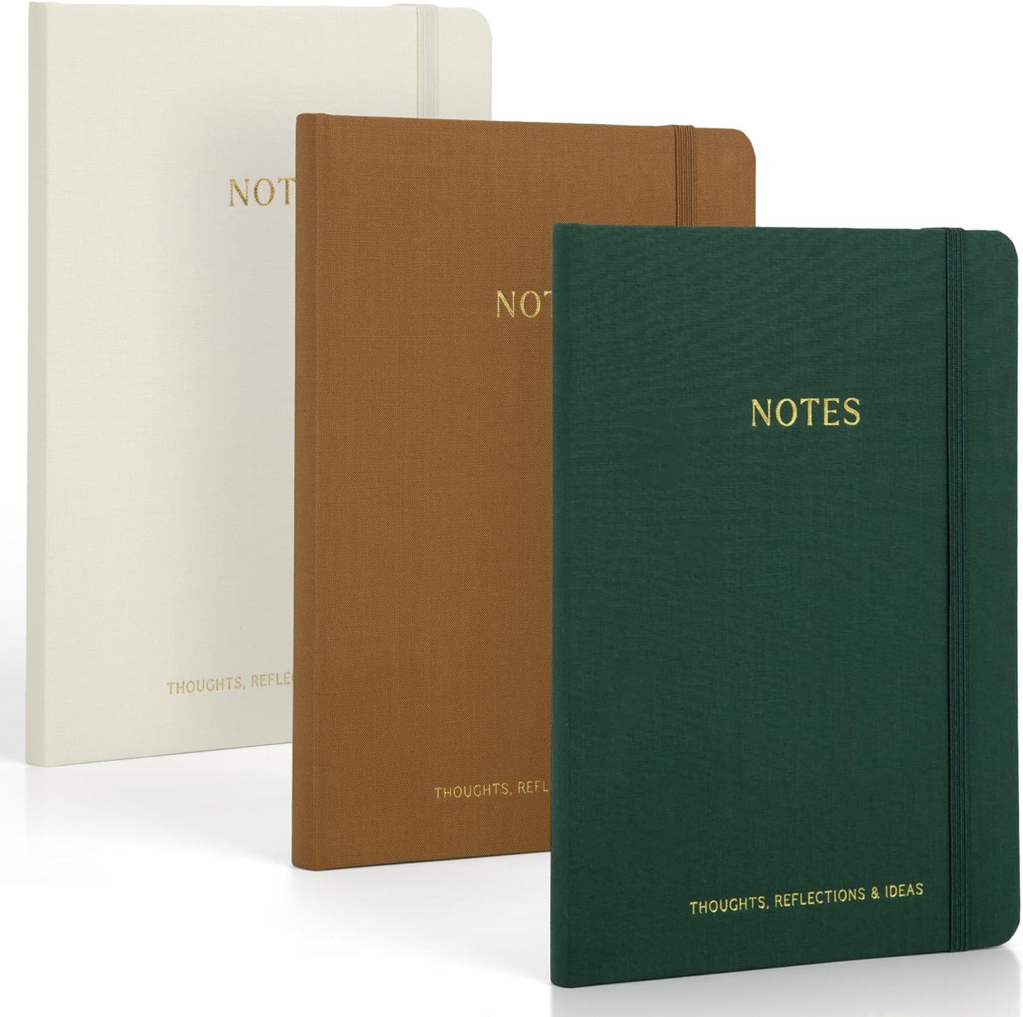 ZICOTO Aesthetic Journal Set Of 3 - Premium Linen Cover, College Ruled 8x5.7 Notebooks With Large Pockets - Ideal For Staying Organized At Work Or School