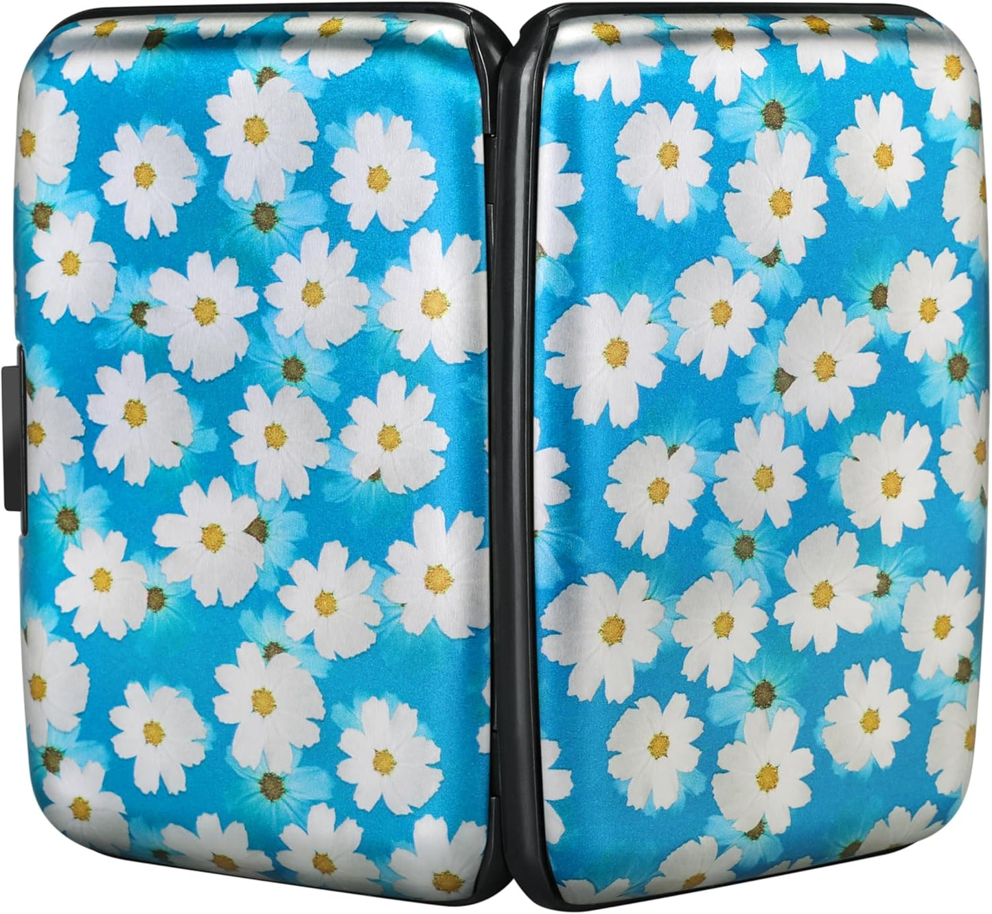 ELFISH Mini RFID Aluminum Wallet Credit Cards Holder Business Card Case Metal ID Case for Men Women(Blooms)