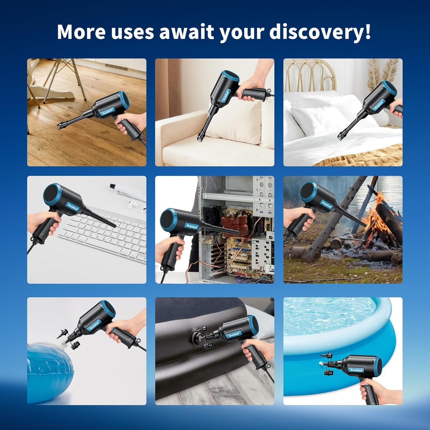 Compressed air Duster Electric 500W, Canned air Replacement, 40000RPM Air Blower, Stepless Speed, an AC dust Blower with 6ounces of Blowing Power for Computer Keyboards etc Electronic Duster