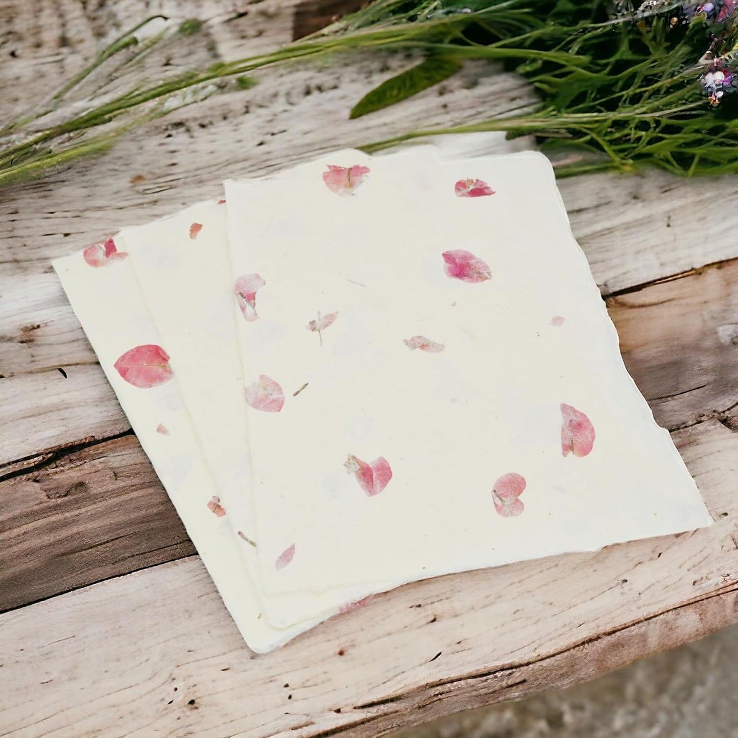 Handmade Lokta Laser and Inkjet Printer Paper with Deckle Edge 8.5x11 Inch Vintage Decorative Specialty Printing Paper (25 Sheets, Bougainvillea)