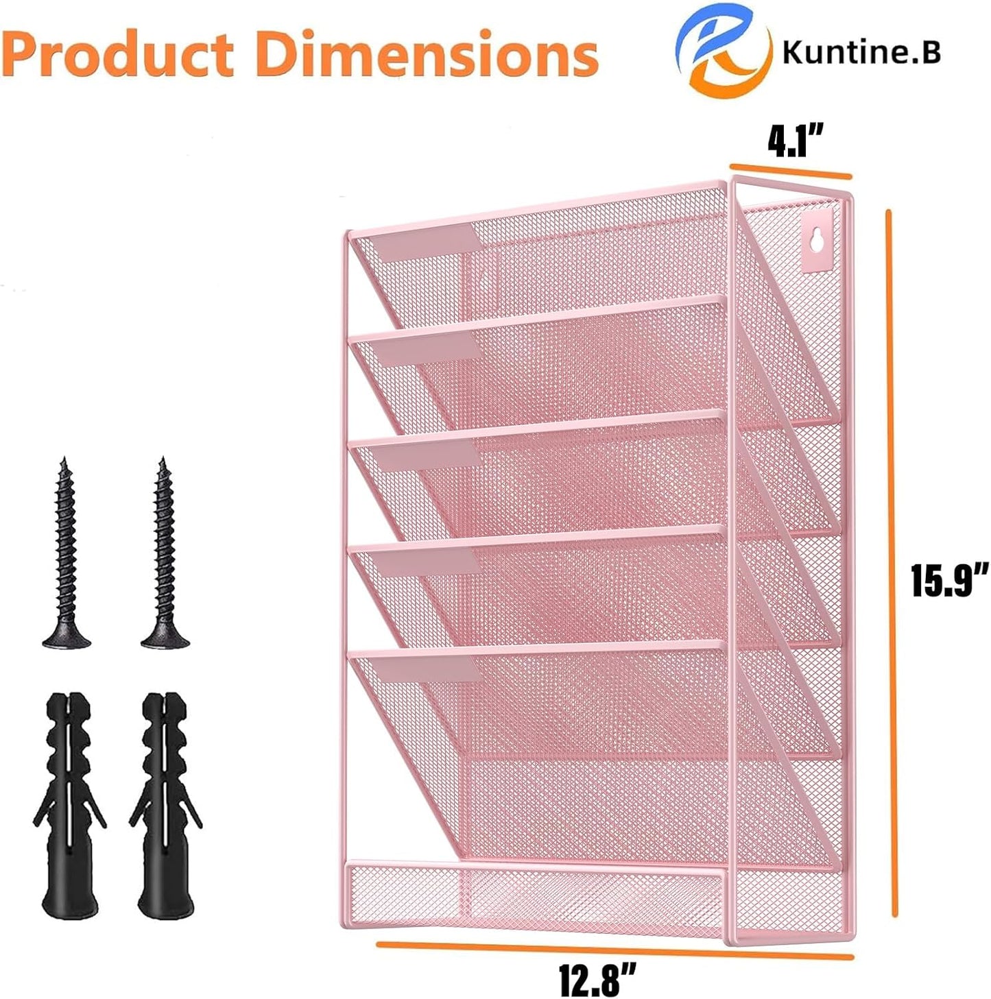 Kuntine.B Wall File Organizer Office Hanging Magazine Holder Wall File Organizer for Office Home (Pink, 6 Tier)