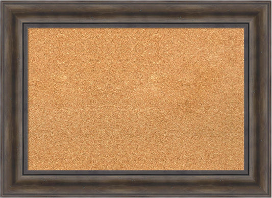 Amanti Art Natural Cork Board for Wall, 21x29 Vision Board with Brown Wood Frame, Medium Corkboard Office Decor for Home Organization, Country Rustic Corkboard Pinboard to Display Items for Home