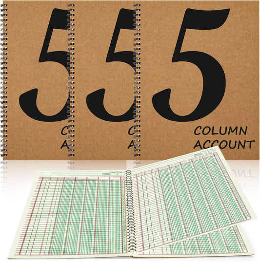 3 PCS 5 Column Ledger Book Accounting Ledger Paper Analysis Pad Financial Accounting Ledger 5 Column 8.5 * 11 Inches Log Book 5 Column 100 Pages for Bookkeeping Personal Use and Small Business