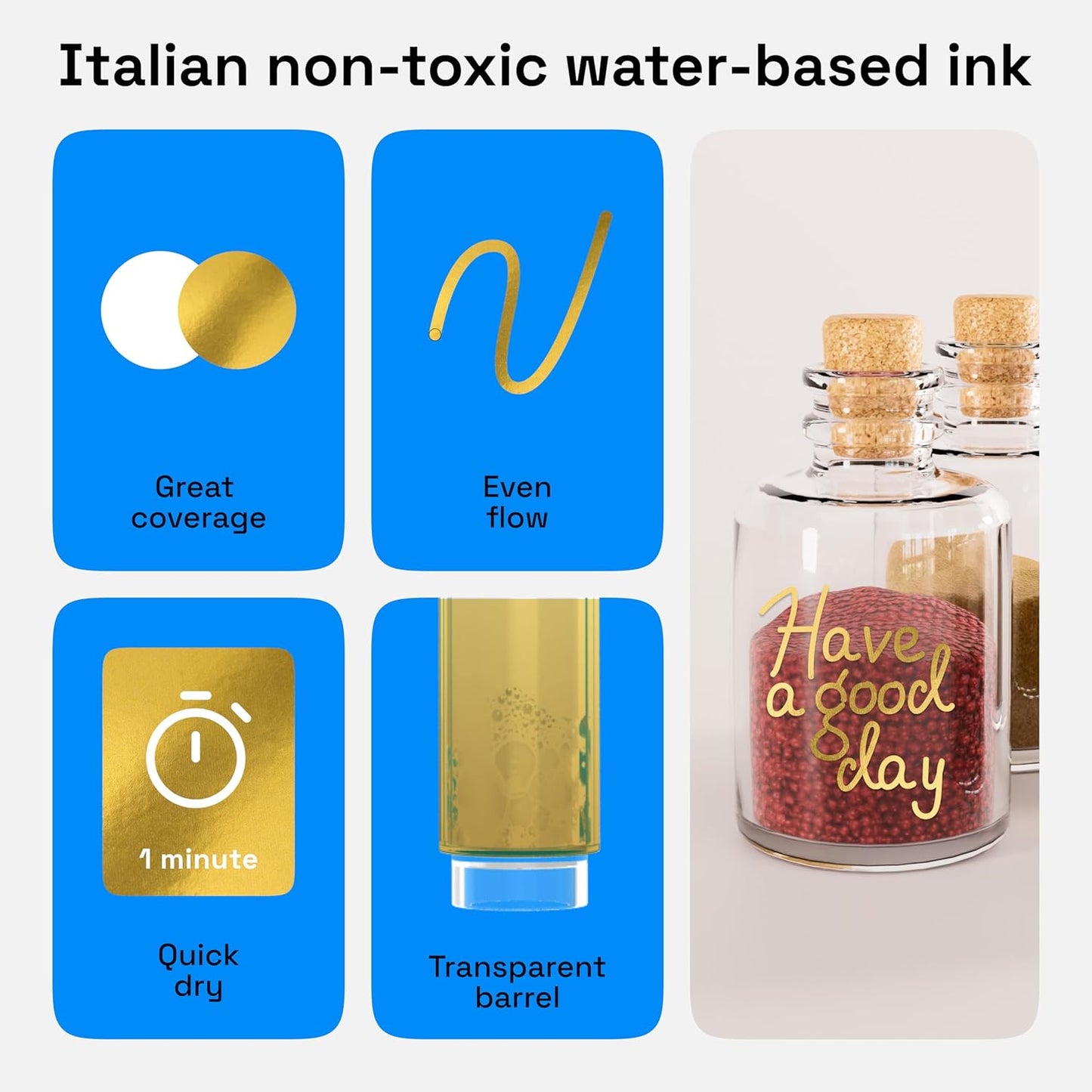 ARTISTRO 2 Gold Acrylic Paint Markers - 3mm Medium-Tip Paint Pens - Perfect for Crafting, Art Projects, & More