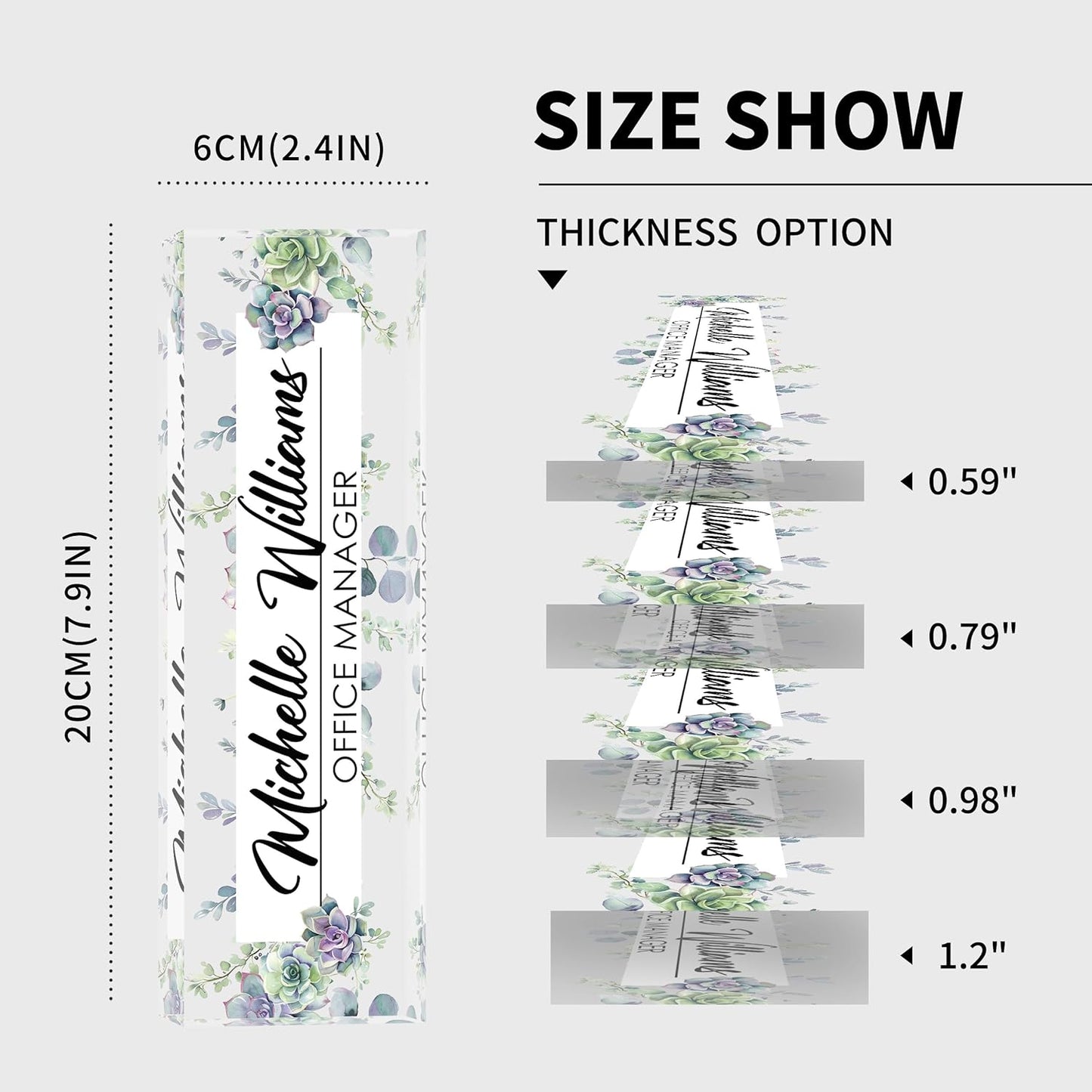 Personalized Name Plate for Desk, Custom Desk Name Plate, Acrylic Name Plate Office Desk Accessories, Personalized Office Gifts for Coworkers Teachers, Employee Appreciation Gifts (A-Never Wither)