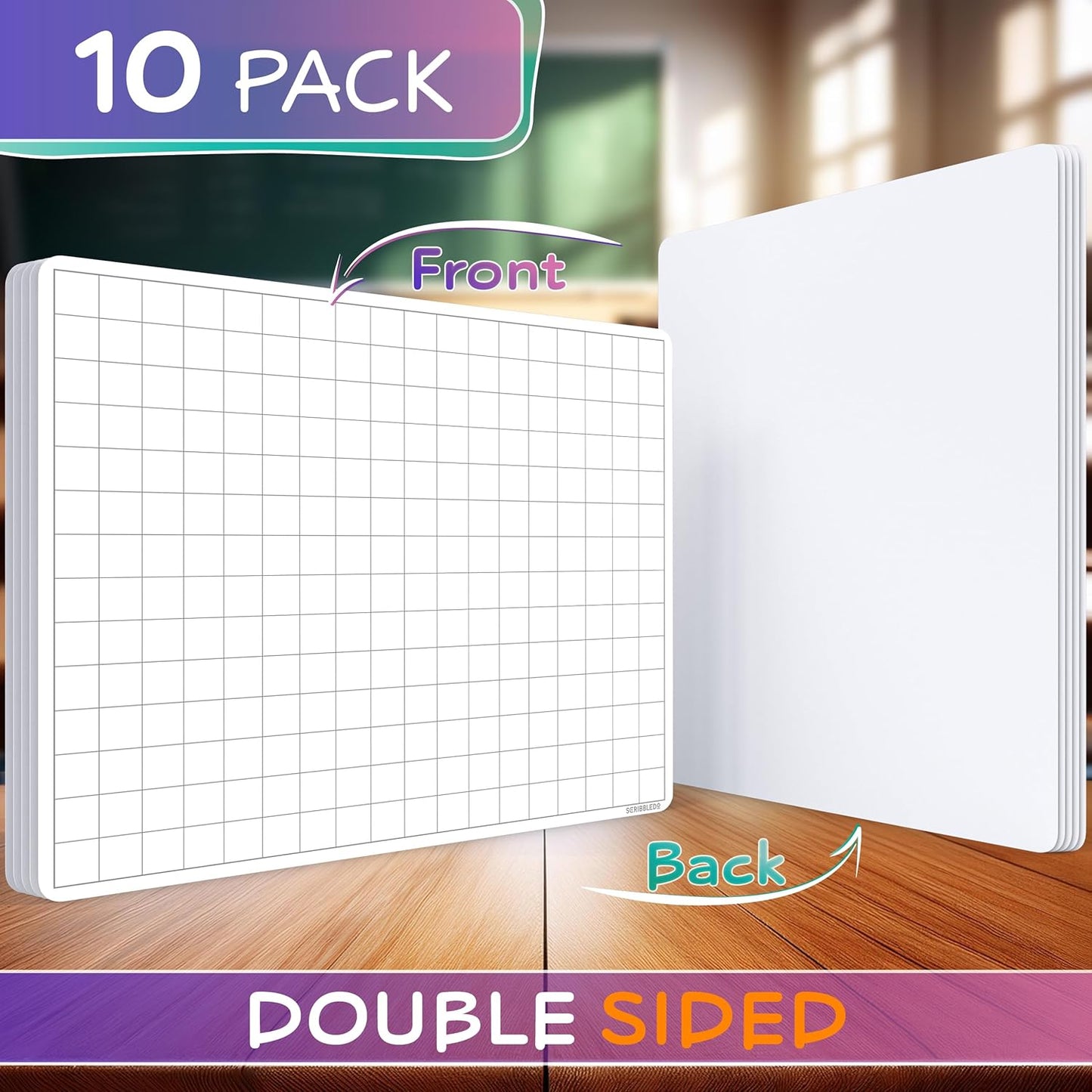 SCRIBBLEDO Large Grid Dry Erase Sheets 11”x14” Math Practice Small White Board Sheets Math Manipulatives Quad Graph Whiteboard Sheets Math Supplies Homeschool Teacher Students Classroom Pack of 10