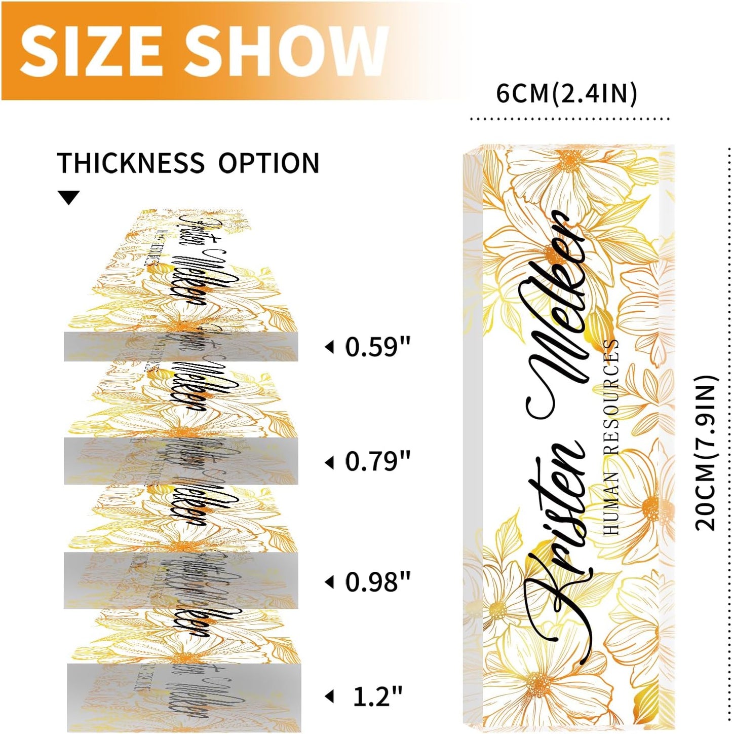 Name Plate for Desk, Desk Name Plate Personalized, Office Decor for Women Men, Acrylic Desktop Accessories, Office Appreciation Gifts for Boss Social Workers Nurse Teacher Employee (White/Gold)