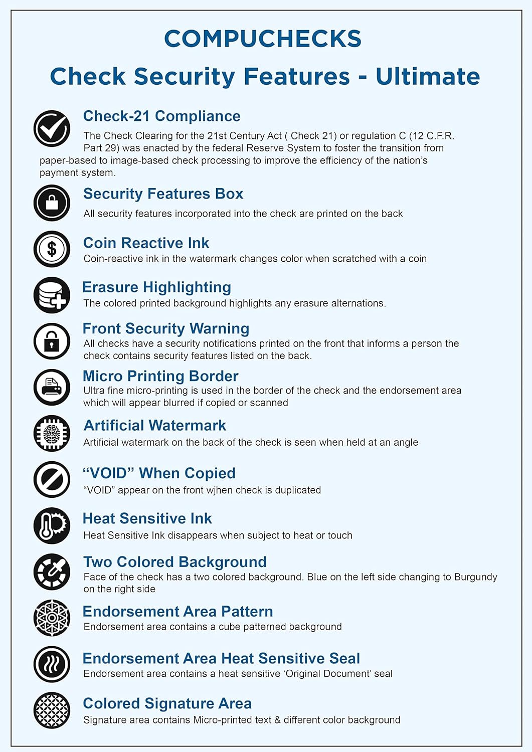 50 High Security Blank Check Stock - Computer Checks For QuickBooks on Top (Brown Mazed) Paper Weight # 70