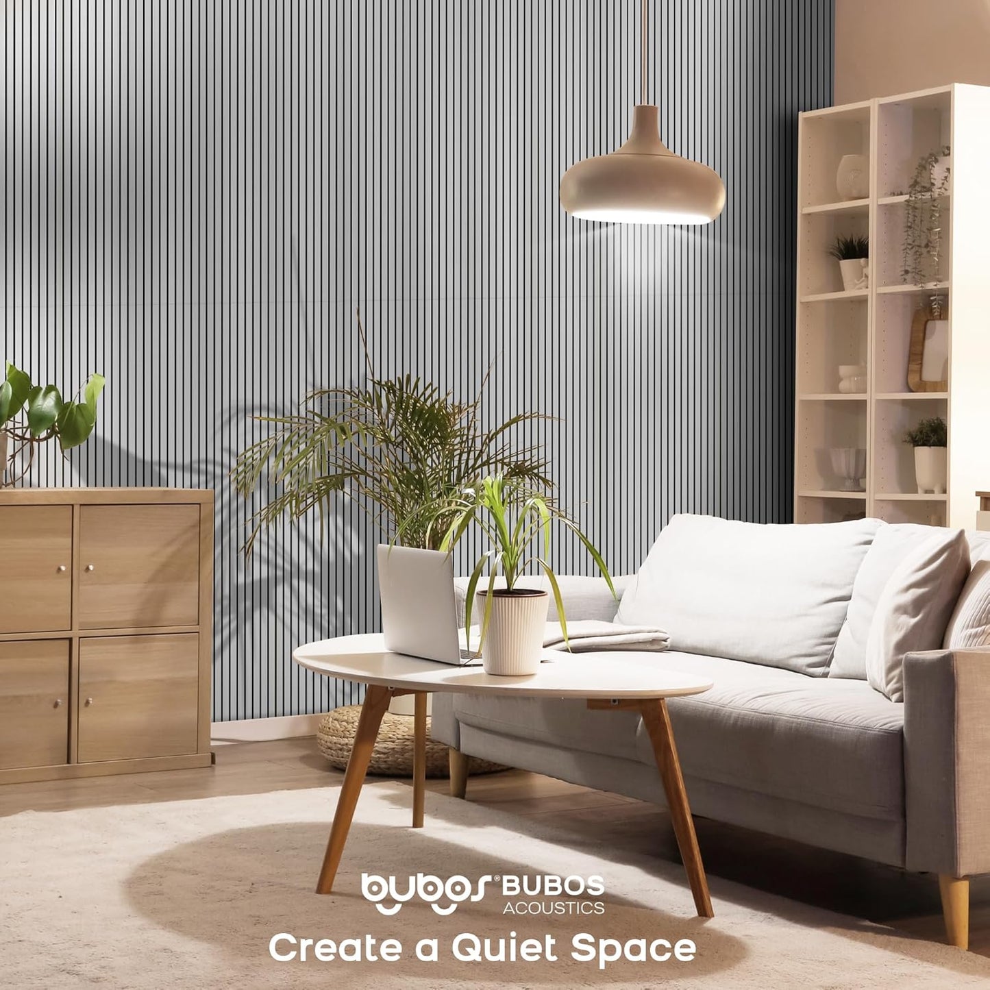 BUBOS 10 Pack Large Acoustic Panels, 48"X 12"X 0.4" Sound Proof Panels for Walls,Decorative Self-Adhesive Acoustical Wall Panels,3D Slat Sound Panels for Home Office Studio (White 01)