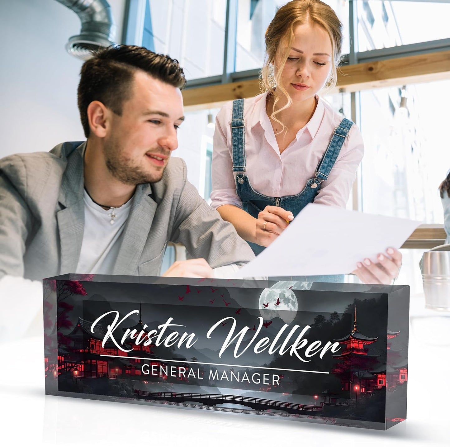 Desk Name Plate Personalized, Name Plate for Desk, Office Desk Decor for Women & Men, The Office Gifts Employee Appreciation Gifts for Boss, Manager, Teacher, Nurse