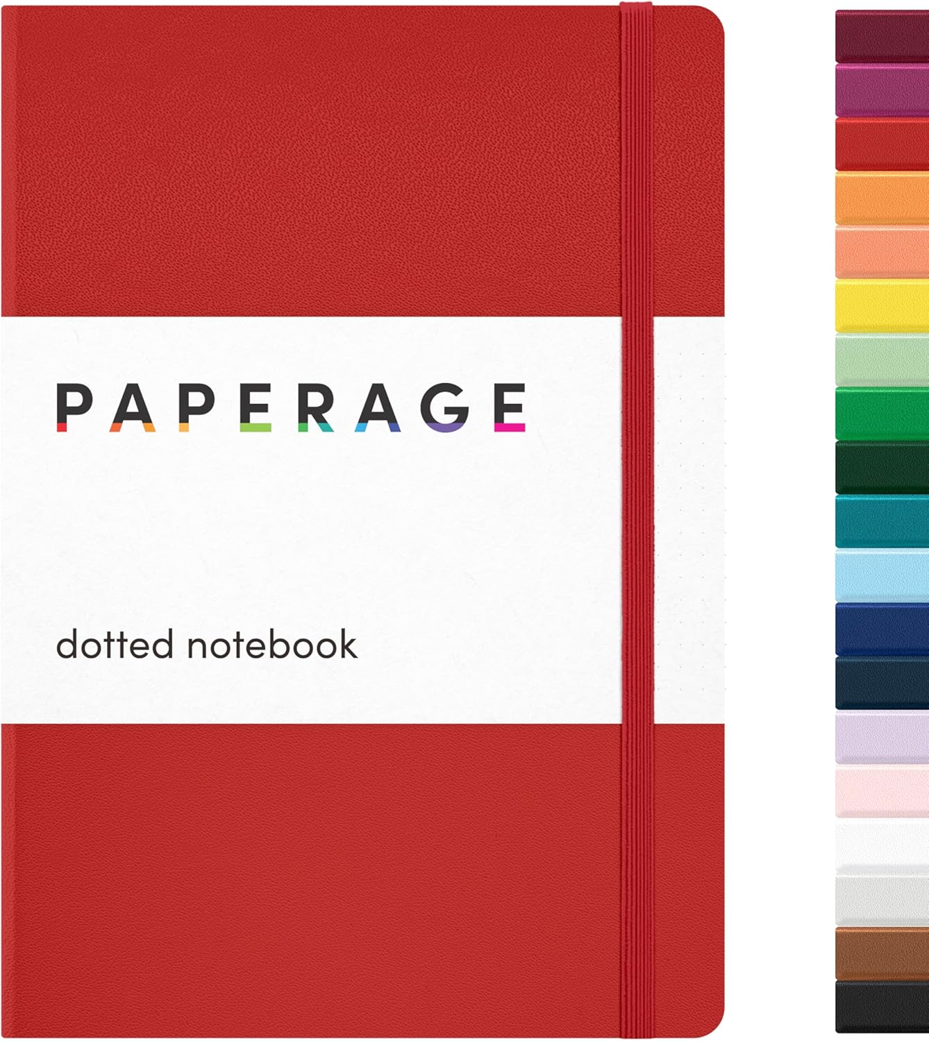 PAPERAGE Dotted Journal Notebook, (Red), 160 Pages, Medium 5.6 in x 8 in - 100 GSM Thick Paper – Hardcover Journaling Notebook for Work, School & Bullet Journaling