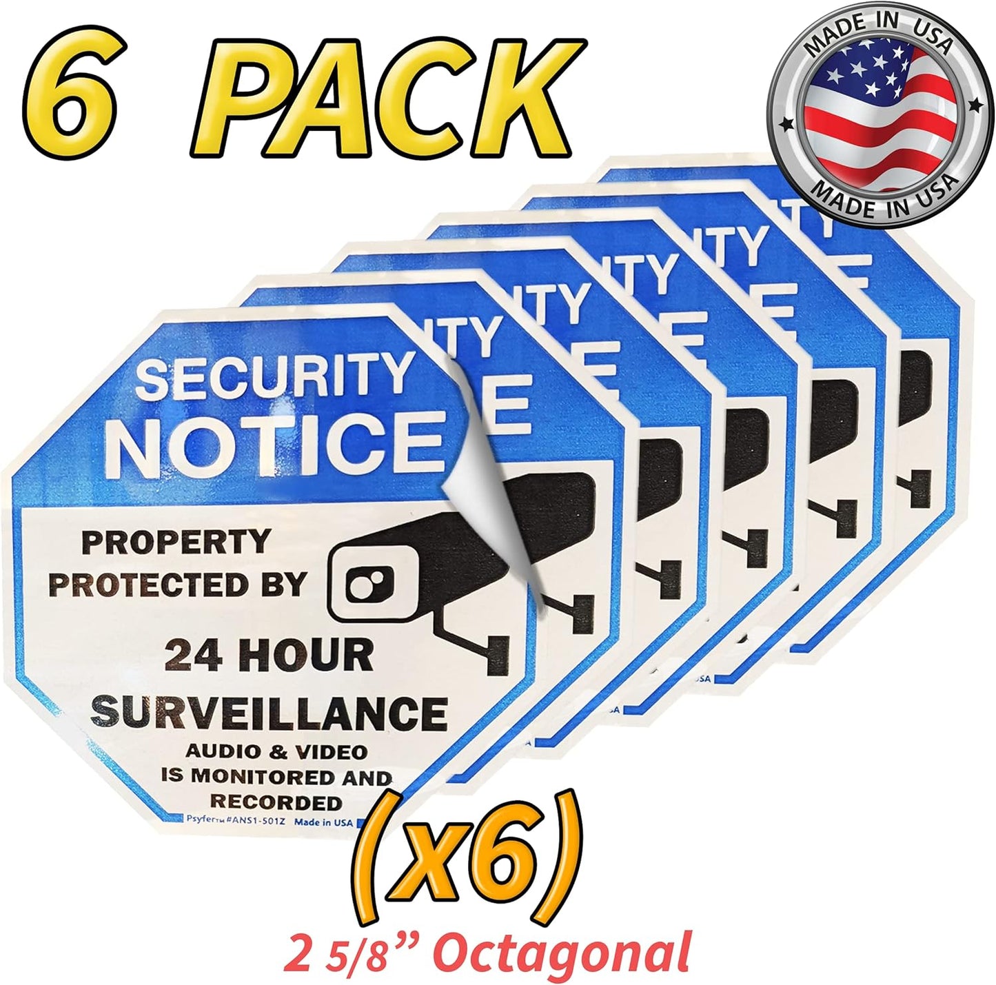 Psyfer® (Fade-Free) 6 Pack - 2⅝" UV Security Stickers [Made in USA]