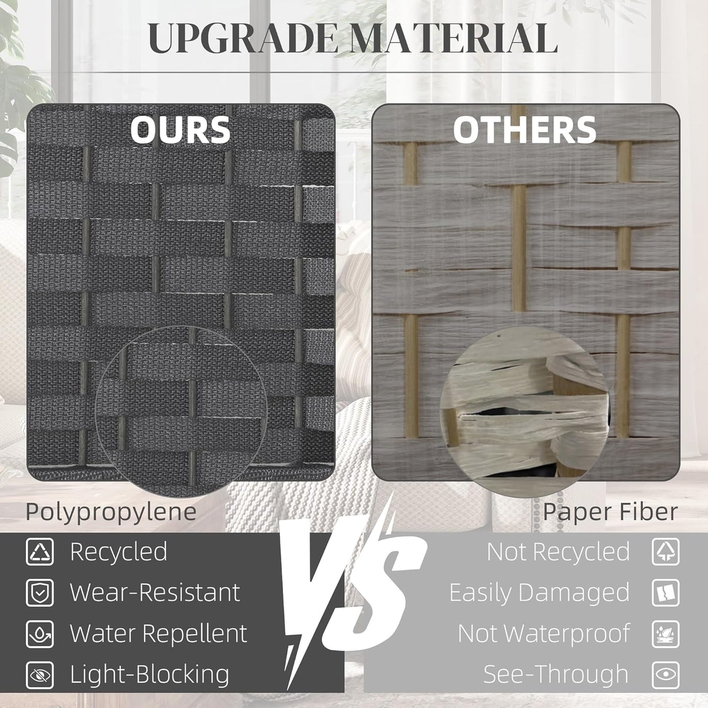 HOMCOM Room Divider, 6 Panel Folding Privacy Screen, 5.6' Tall Freestanding Wall Partition for Home Office, Bedroom, Charcoal Gray