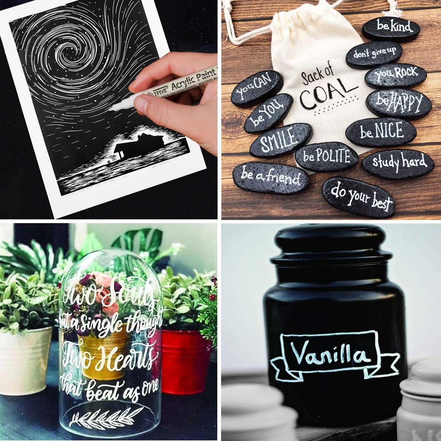 TFIVE Paint Marker Pens - 5 Colors Acrylic Permanent Marker, 0.7mm Extra Fine Tip for Art Projects, Drawing, Rock Painting, Ceramic, Glass, Wood, Plastic, Metal, Canvas DIY Crafts