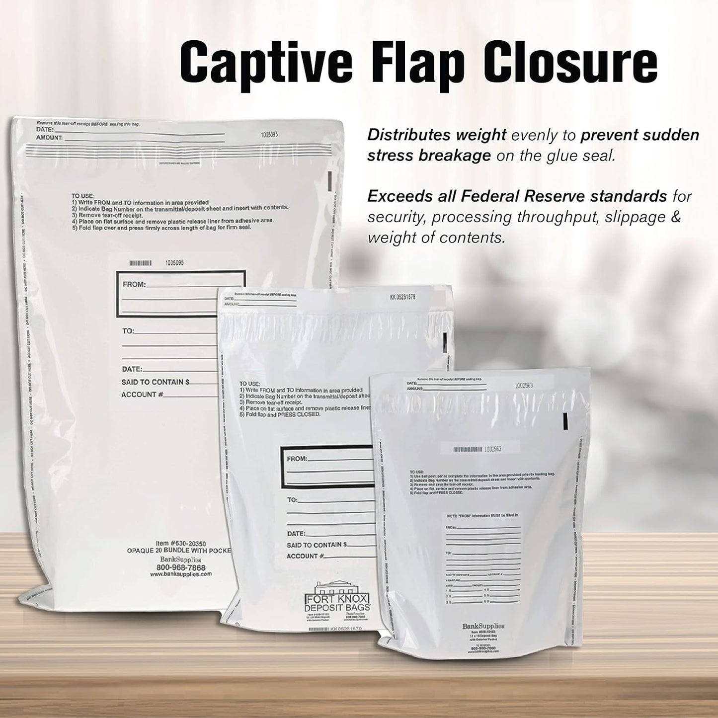 BankSupplies Ultima Blue Dual Pocket White Deposit Bags |15W x 20H | Pack of 500 | Transit, Transfer, Valuables | Tamper Evident Tape | Captive Flap Closure | Security Deposit Bag