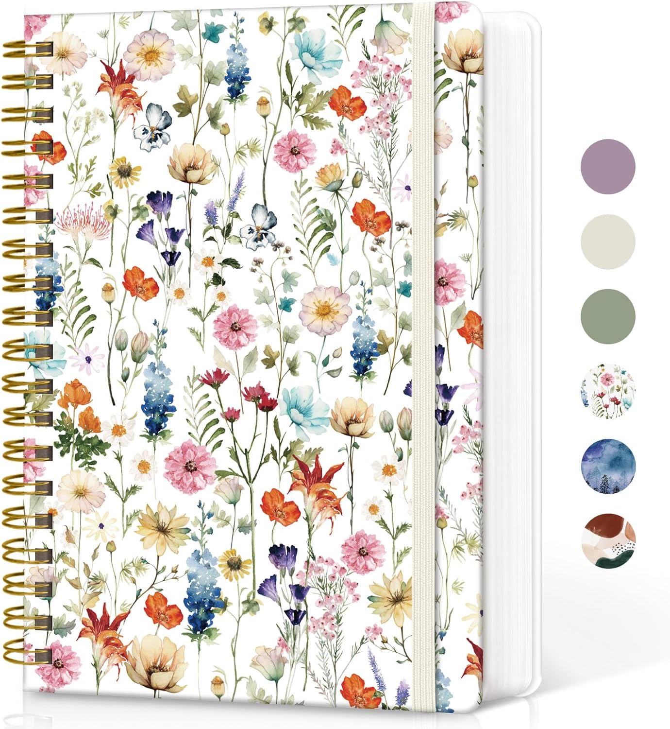 Spiral Dotted Notebook Journal for Work, 300 Pages, Thick B5 (7.1"x10") Bullet Dotted Journal for Women & Writing, Hardcover Notebook for Note Taking, Perfect for Work School Note Taking Business, Floral