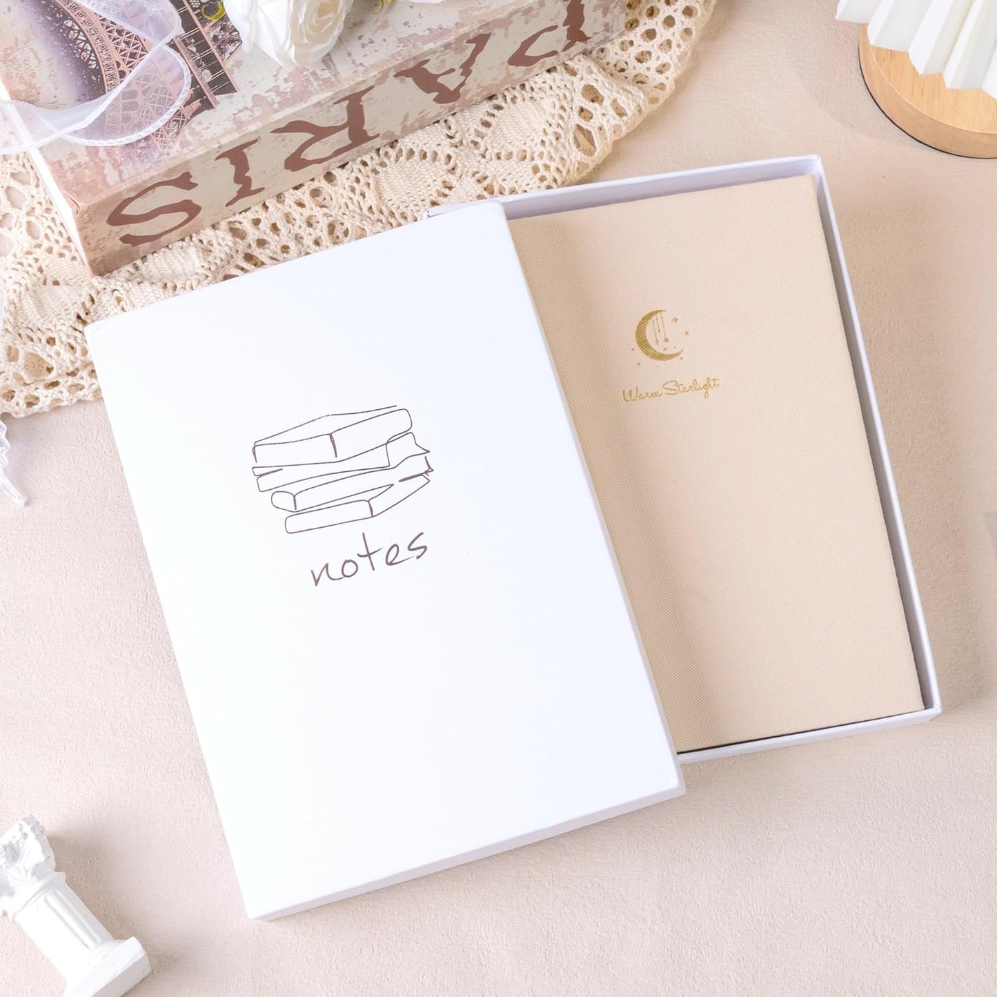 CAGIE Lined Journal Notebook for Women Girls, A5 Hardcover Linen Journals For Writing 256 Pages, Aesthetic Womens Diary, Gifts 8.3'' x 5.7'' Beige