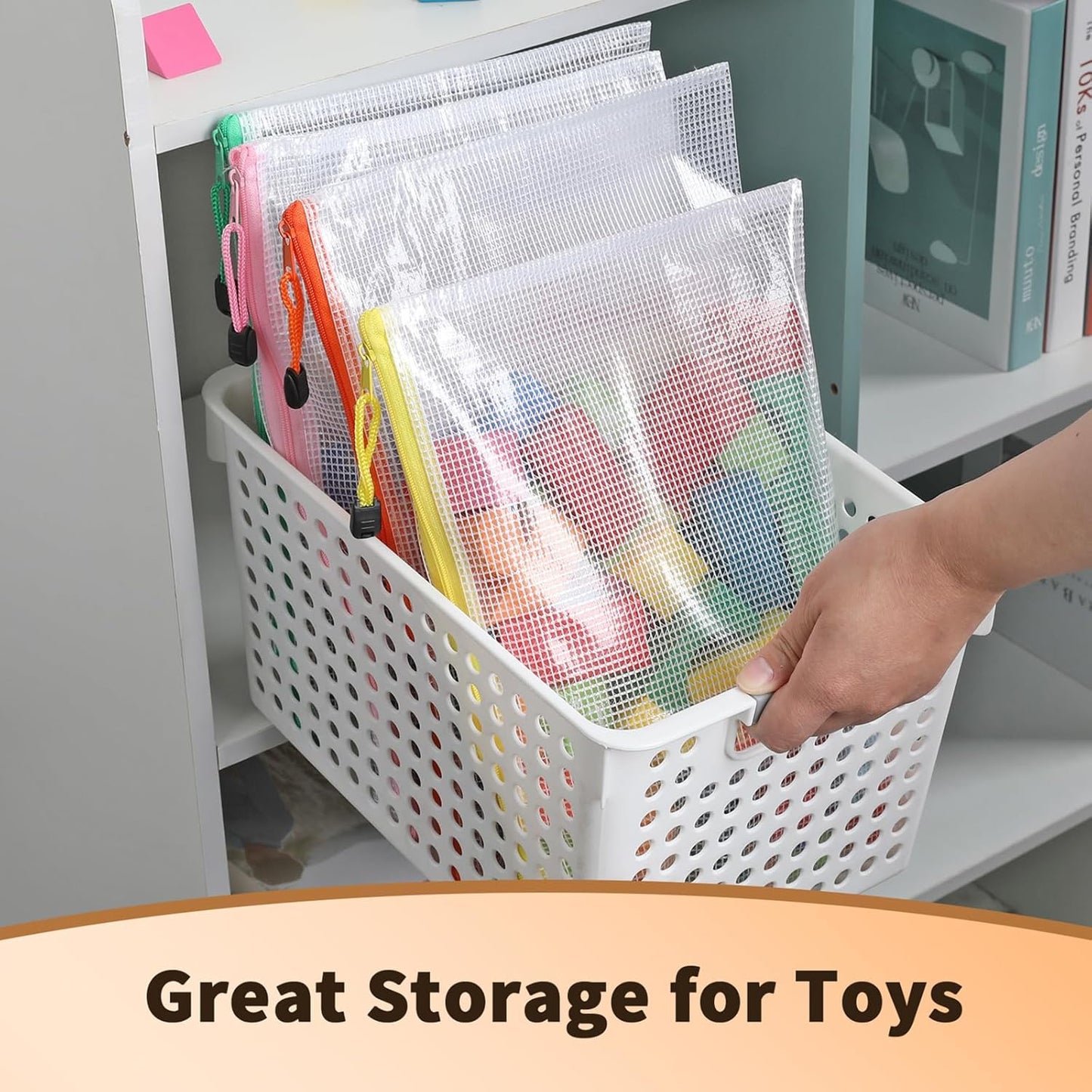 Umriox Zipper Mesh Document Pouch, 6 Assorted Size (6 Colors, 18 Packs), Clear Zipper Pouches, Waterproof Zipper Pouches for Craft Projects Office Supplies Cosmetics Travel Storage