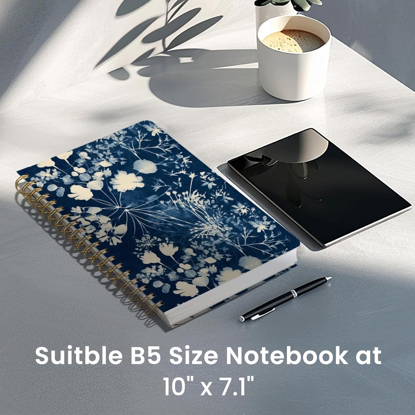 Lined Spiral Notebook Journal for Work, 300 Pages Thick B5 (7.1"x10") College Ruled Journal for Women & Writing, Hardcover Notebook for Note Taking, Perfect for Office Home School, Rustic Bloom