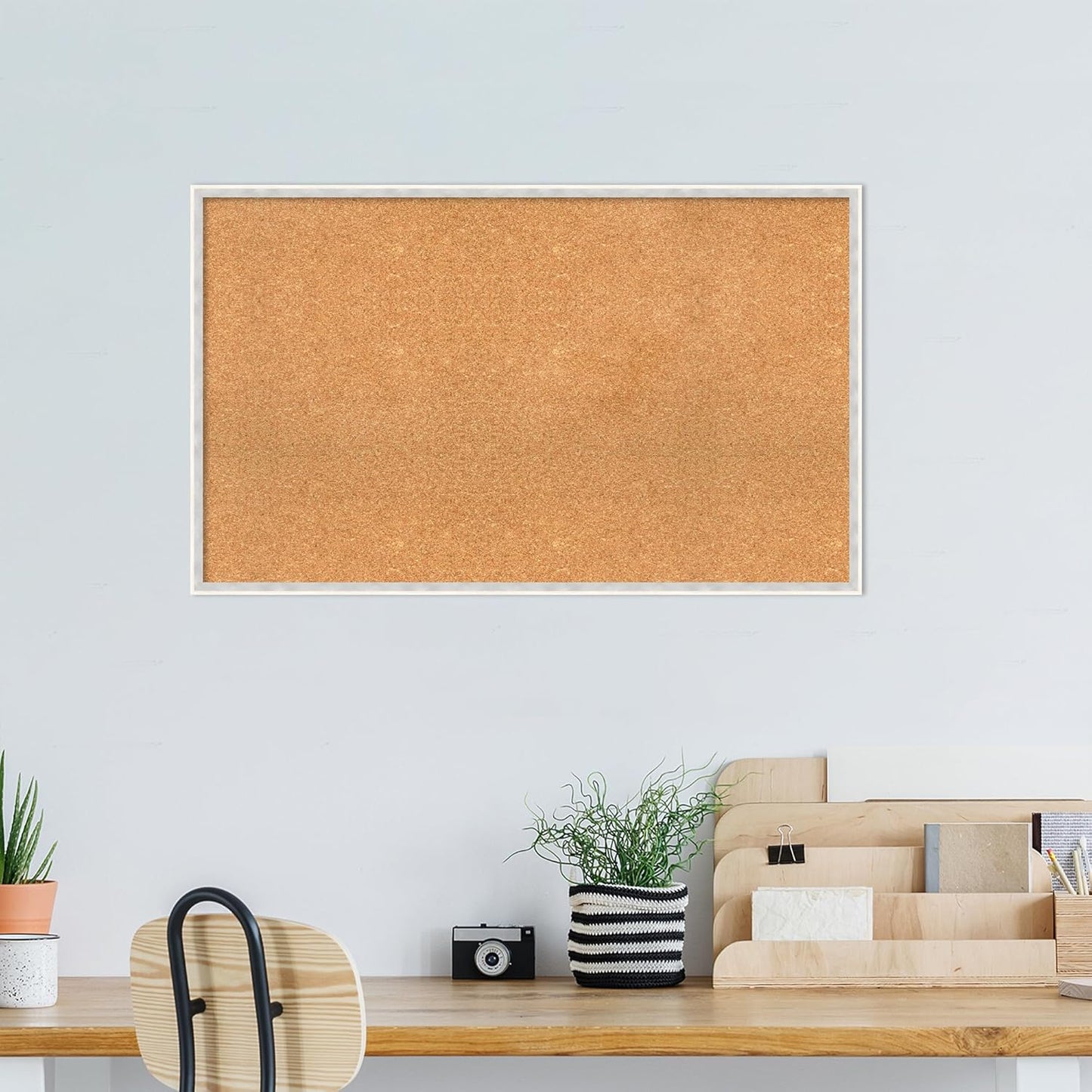 Amanti Art Natural Cork Board for Wall, 25x41 Vision Board with White Frame, Large Corkboard Office Decor for Home Organization, Modern Corkboard Pinboard to Display Items for Home Organization in