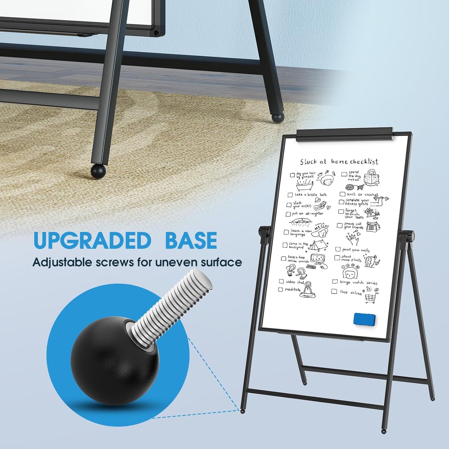 MaxGear Large White Board Easel Stand, 40" x 28" A-Stand Double Sided Magnetic Dry Erase Board with Height Adjustable and 360°Rotation, Portable Classroom Easel for School or Teaching at Home, Office