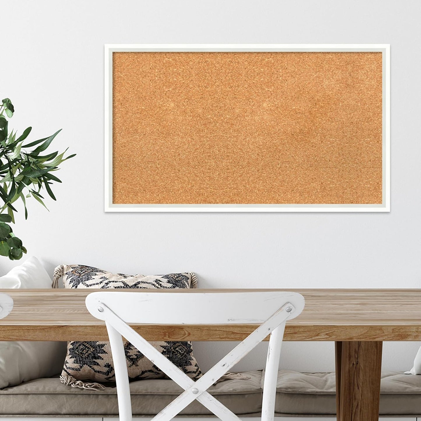 Amanti Art Natural Cork Board for Wall, 17x29 Vision Board with White Frame, Medium Corkboard Office Decor for Home Organization, Modern Corkboard Pinboard to Display Items for Home Organization in