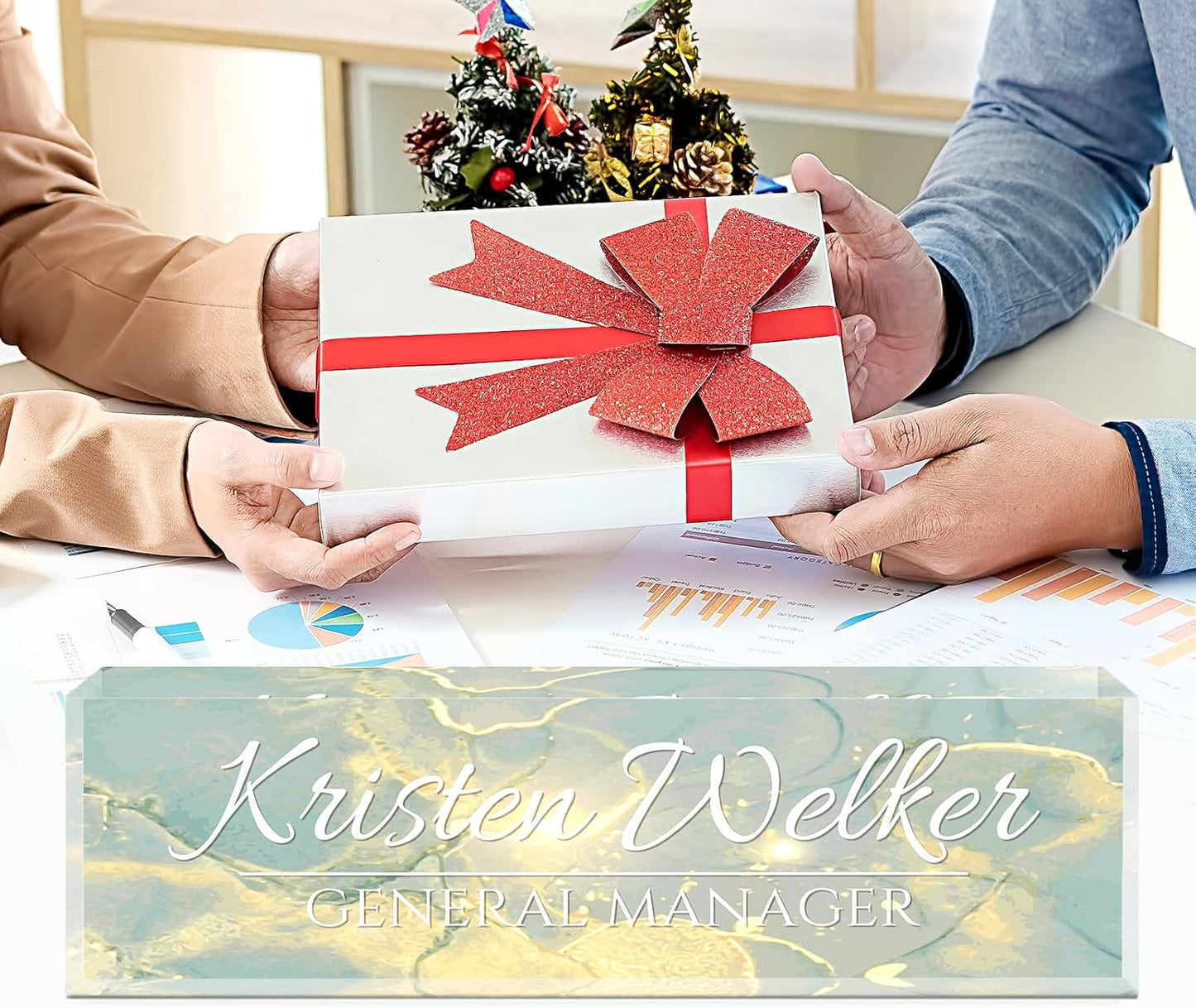 Name Plate for Desk, Desk Name Plate Personalized, Office Decor for Women Men, Acrylic Desktop Accessories, Office Appreciation Gifts for Boss Social Workers Employee Nurse Teacher (Deep Sea)