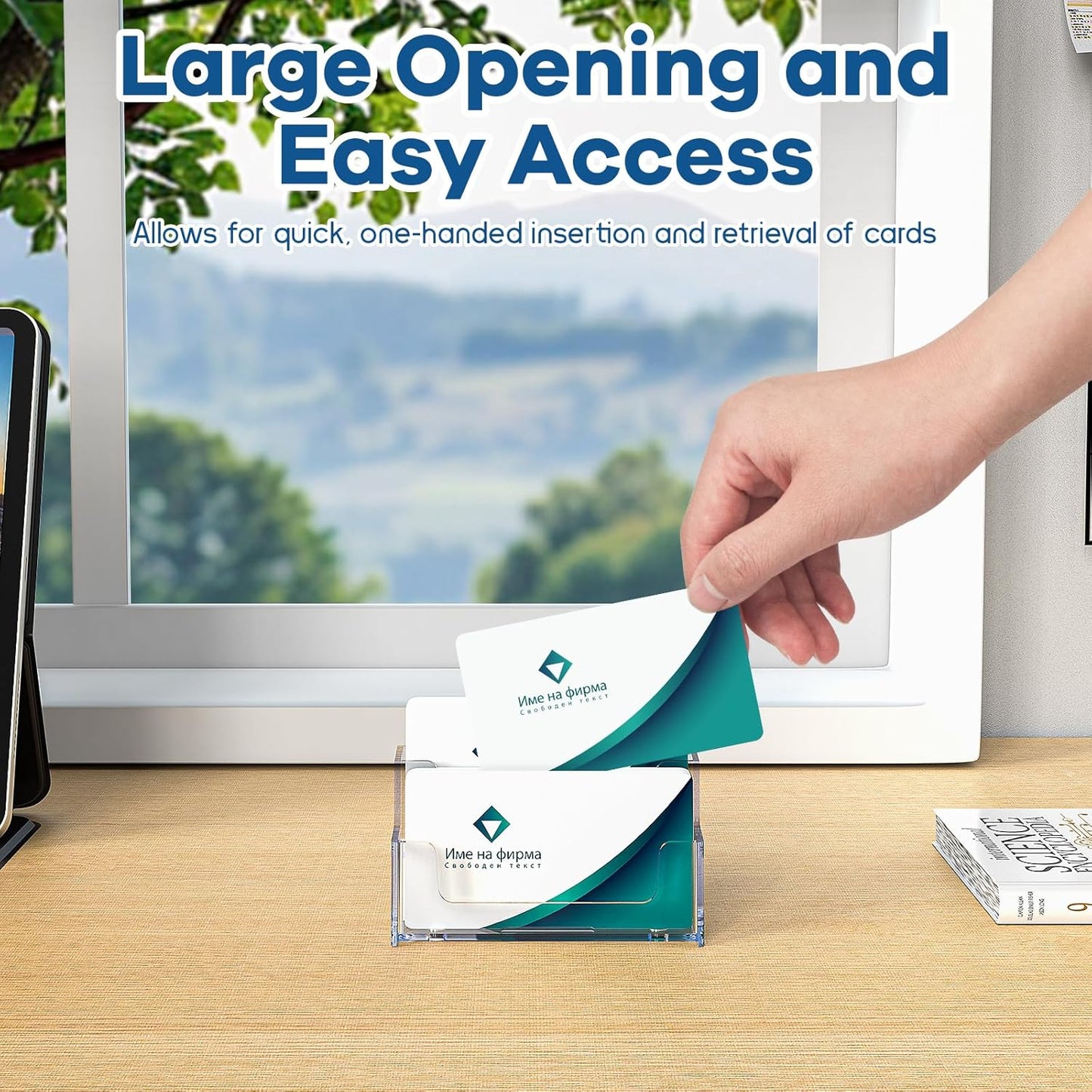 Acrylic Business Card Holder for Desk, Clear Plastic Business Card Stand with 2 Tier, Multiple Business Display Holder for Exhibition, Office and Hotel, 2 Pack