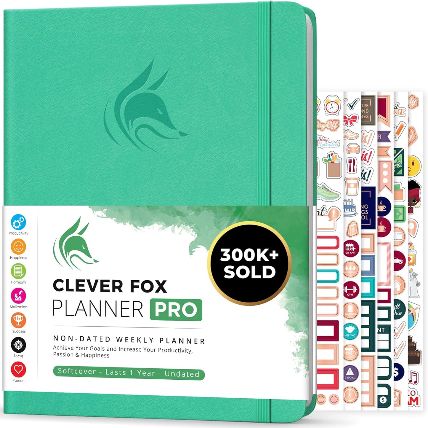 Clever Fox Planner PRO – Weekly & Monthly Life Planner to Increase Productivity, Time Management and Hit Your Goals, 8.5x11″ (Emerald)
