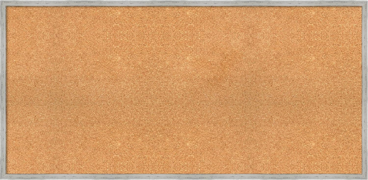 Amanti Art Natural Cork Board for Wall, 23x47 Vision Board with White Frame, Oversize Corkboard Office Decor for Home Organization, Cottage Corkboard Pinboard to Display Items for Home Organization