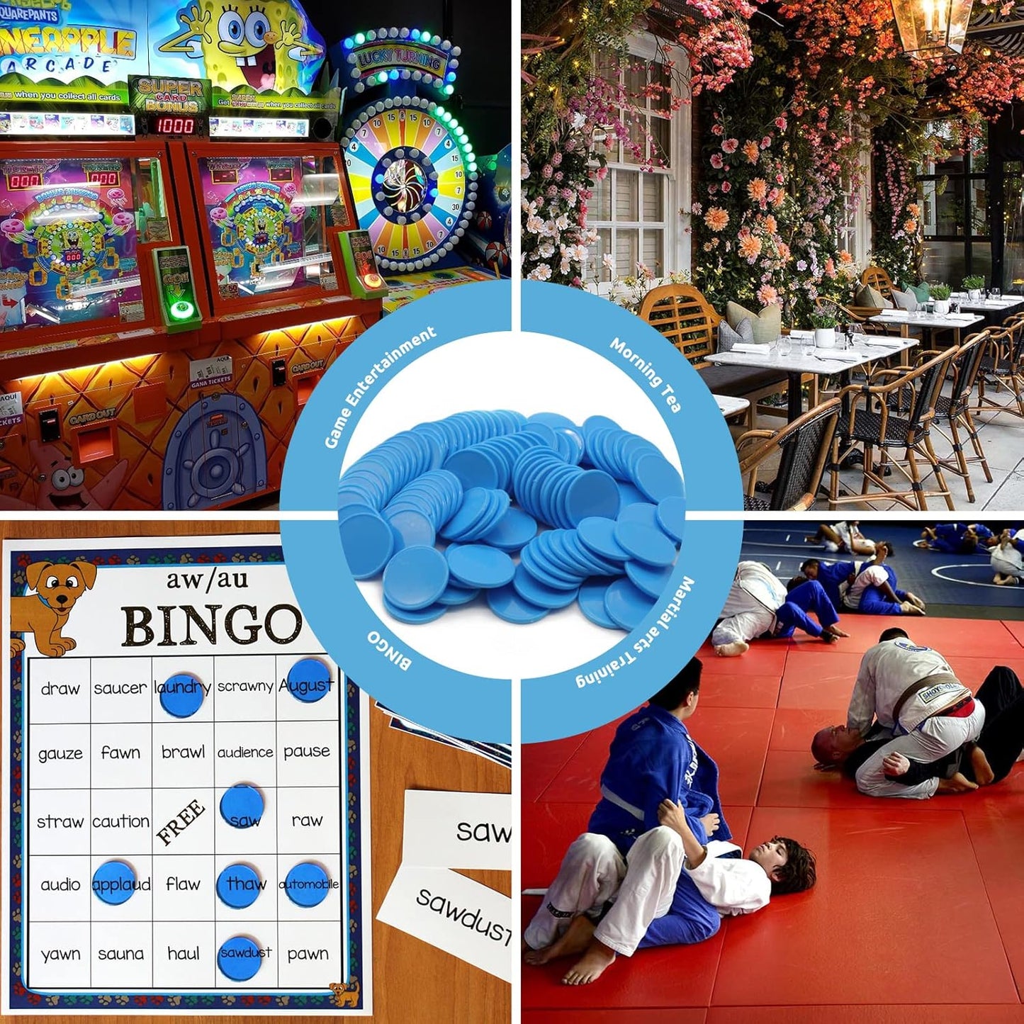 Set of 100 Opaque Plastic Learning Counters Mini Poker Chips Game Tokens with Storage Box (Deepsky Blue, 1.58 Inch)