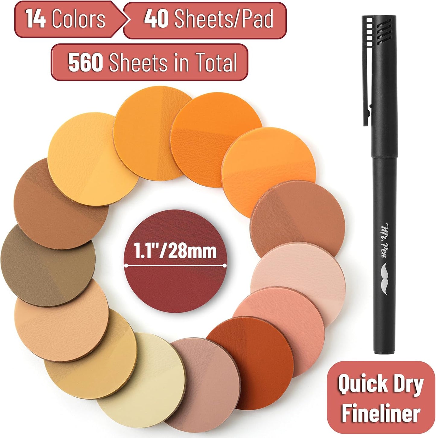 Mr. Pen- Transparent Sticky Note Set, 560Sheets, Colorful, Round Transparent Sticky Notes Set